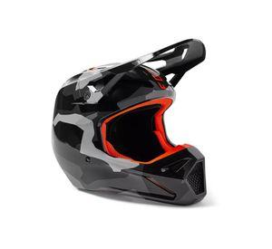 Casco Moto Niño V1 Bnkr Camo Negro/Gris Fox