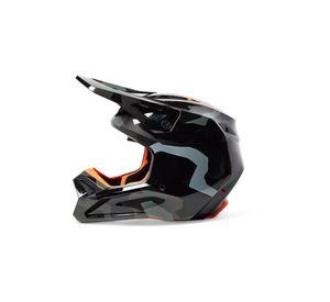 Casco Moto Niño V1 Bnkr Camo Negro/Gris Fox