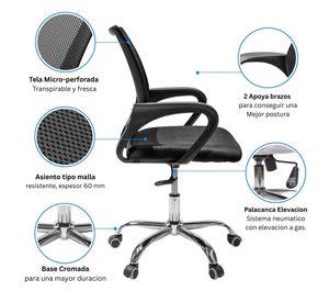 Combo Oficina 1 Escritorio Blanco + Silla New York Negra