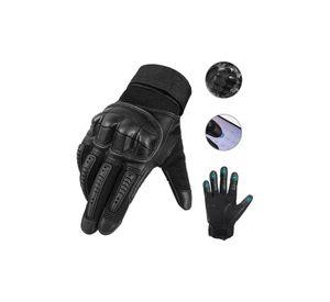 Guantes de cuero con pantalla táctil para motocicleta, talla L