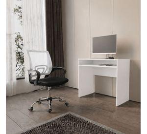 Combo Oficina 1 Escritorio Blanco + Silla New York Ergonómica Negra y Blanca