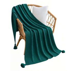 MANTA DE SOFÁ CON FLECOS DE SOGA 130CMX180CM COLOR TURQUESA
