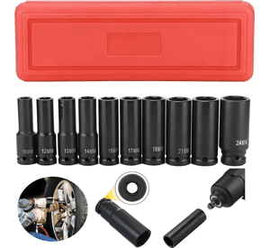 10 Piezas Juego Set Dados De Impacto 1/2, 8 A 24 Mm En Caja