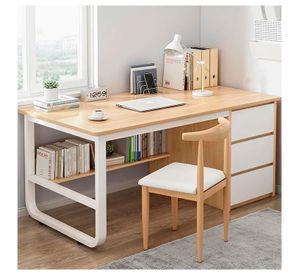 Escritorio Mueble Oficina Madera 120 cm con Cajones y Repisa Moderno