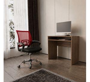 Combo Ofician 1 Escritorio Avellana + Silla New York Negra y Roja