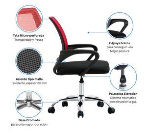 Combo Ofician 1 Escritorio Avellana + Silla New York Negra y Roja