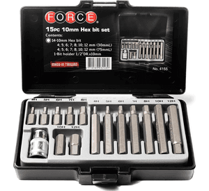 Juego Puntas Allen Y Dado 1/2´´ 4 A 12mm 15pz 4155 Force Negro