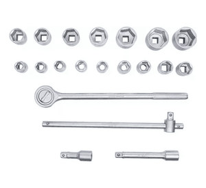 Juegos De Dados Chicharra Cuadrante 3/4 Drive 19-50mm 21 Pcs Plateado