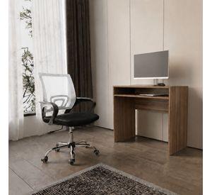 Combo Oficina 1 Escritorio Avellana + Silla New York Negra y Blanca
