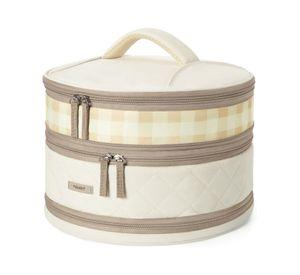 Tourit Bolso Térmico Circular Double Deck 32cm Expandible Cuadros Beige
