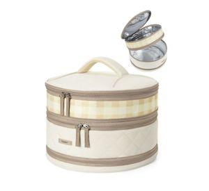 Tourit Bolso Térmico Circular Double Deck 32cm Expandible Cuadros Beige
