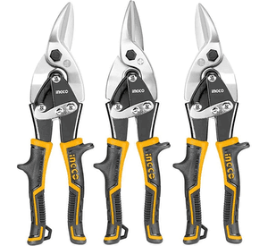 Set Tijeras De Aviacion 3pcs 250mm / 10 Ingco Htsnk0110 Color Amarillo