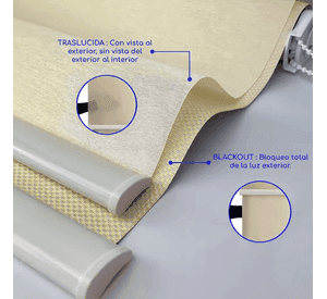 Cortina Roller Blackout 2 Paños 160x240 Doble Visillo Beige Sin Cenefa