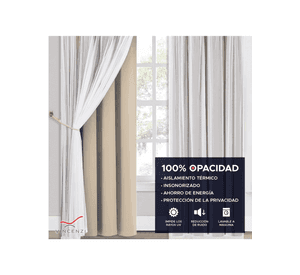Pack Cortina de Tela Blackout Beige Velo Vincenzi 140x220