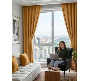 Set de Cortinas Blackout Engomadas Modernas de Lujo m14