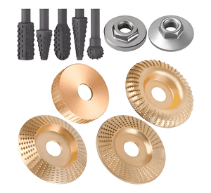 Juego De 4 Discos Para Tallar Madera+juego De 5 Escofinas Dorado