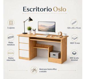 Escritorio Oslo Estilo Nórdico Con Cajones Y Repisa