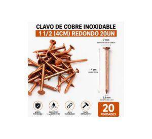 Clavo De Cobre Inoxidable 1 1/2 (4cm) Redondo 20un