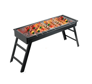 Parrilla De Carbón Portátil Plegable Acero Inoxidable Color Negro