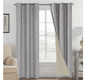 Cortina Blackout 100% 2 Paños 140x220cm Textura Lino Gris