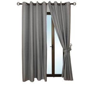 Set Cortina Blackout 6 Piezas Con Argollas Gris