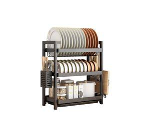 Rack Escurridor Platos 3 Niveles Acero Negro