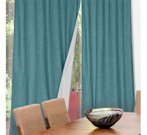 Set Cortina Masel B.O Lino Turquesa 140 x 225