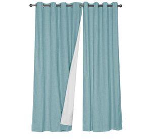 Set Cortina Masel B.O Lino Turquesa 140 x 225