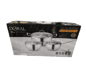Batería de Cocina Acero Inox. de 6 piezas Amsterdam Doral