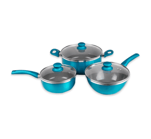 Batería Aluminio Titanio 6 piezas Cacerola Calipso Doral
