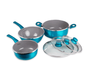 Batería Aluminio Titanio 6 piezas Cacerola Calipso Doral