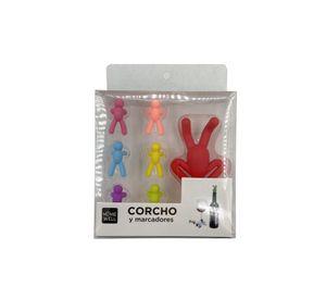 Set 6 Marcadores de Copas y 1 Corcho Silicona