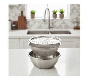 Set de 3 Piezas para Cocina Premium: Bowl, Colador y Rallador Multifuncional