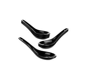 Pack cucharas cerámica porcelana negra ceviche negro