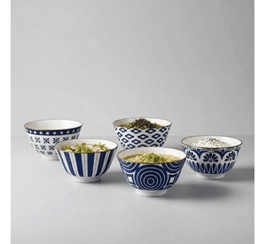 Set Cinco Pocillos de Cer mica Blue