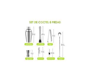Kit Juego Coctelera Profesional Bar 8 Piezas Acero Inoxidable