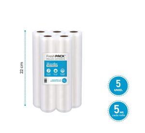 5 Rollos Vacio 22cm X 5mts Para Selladora Casera