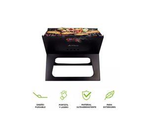 Parrillera plegable de carbón portátil para asados color negro