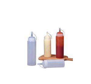 Set De 3 BOTELLA DISPENSADORA SALSA GRADUADA TRANSPARENTE 350ML