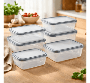 Set 6 Contenedores Herm ticos De Pl stico Para Alimentos