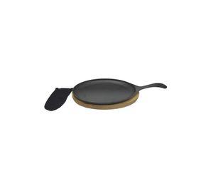 SARTEN DE HIERRO OVALADO CON BASE DE ROBLE 38cm