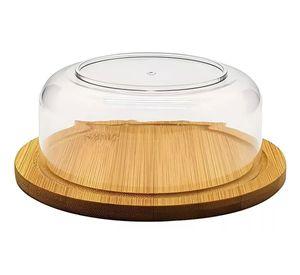 Base Para Torta Tabla De Cortar Quesos Soporte De Bambu 25cm