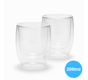 Pack 2 Tazas Vasos Vidrio Para Café Té Multiuso 200ml