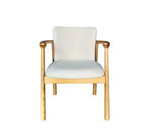 Sitial Mateo Madera Fresno Natural En Lino Algodón Beige
