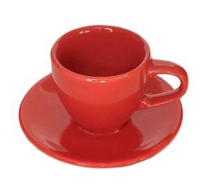 Taza Cafe 80 ml C/Platillo Color Rojo Set 6 pcs