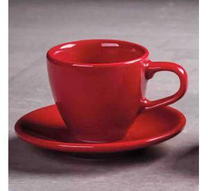 Taza Cafe 80 ml C/Platillo Color Rojo Set 6 pcs