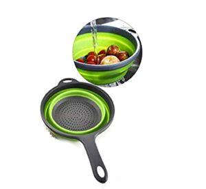 Colador Escurridor Circular De Silicona Plegable Con Mango