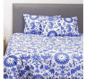 COMBO 46 PLUMON MEXICO REVERSIBLE AZUL 2 PLAZAS