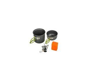 Set Ollas Camping Con Cocinilla Cubiertos 7 Piezas Acampada