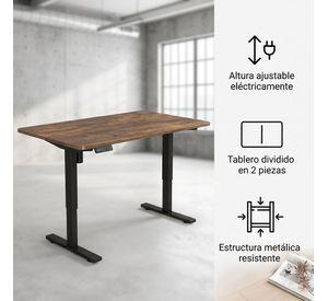 Escritorio Altura Ajustable Eléctrico 140cm Profesional Marrón Oscuro
